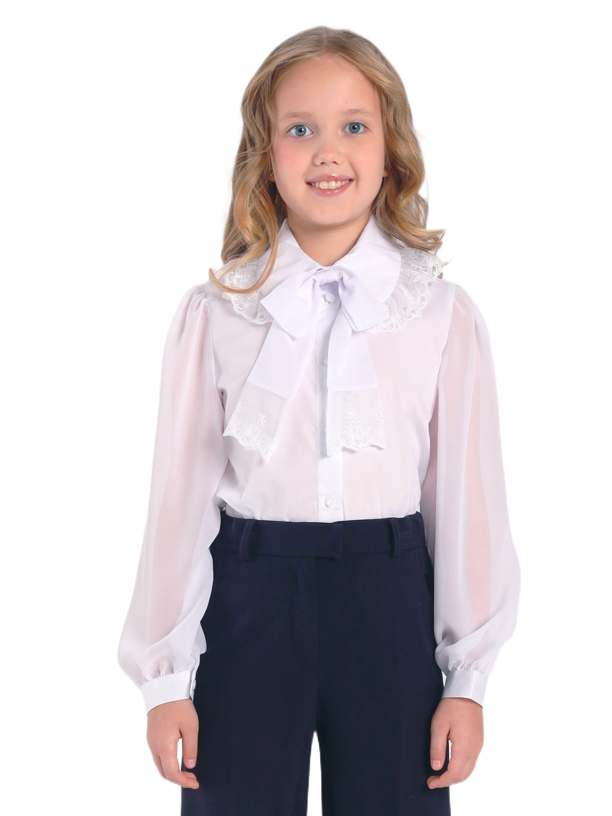 Школьная блузка для девочки О77018 | Детская одежда оптом от производителя купить в Москве и по России ★★★  Оптовый магазин детской одежды «Карамелли»