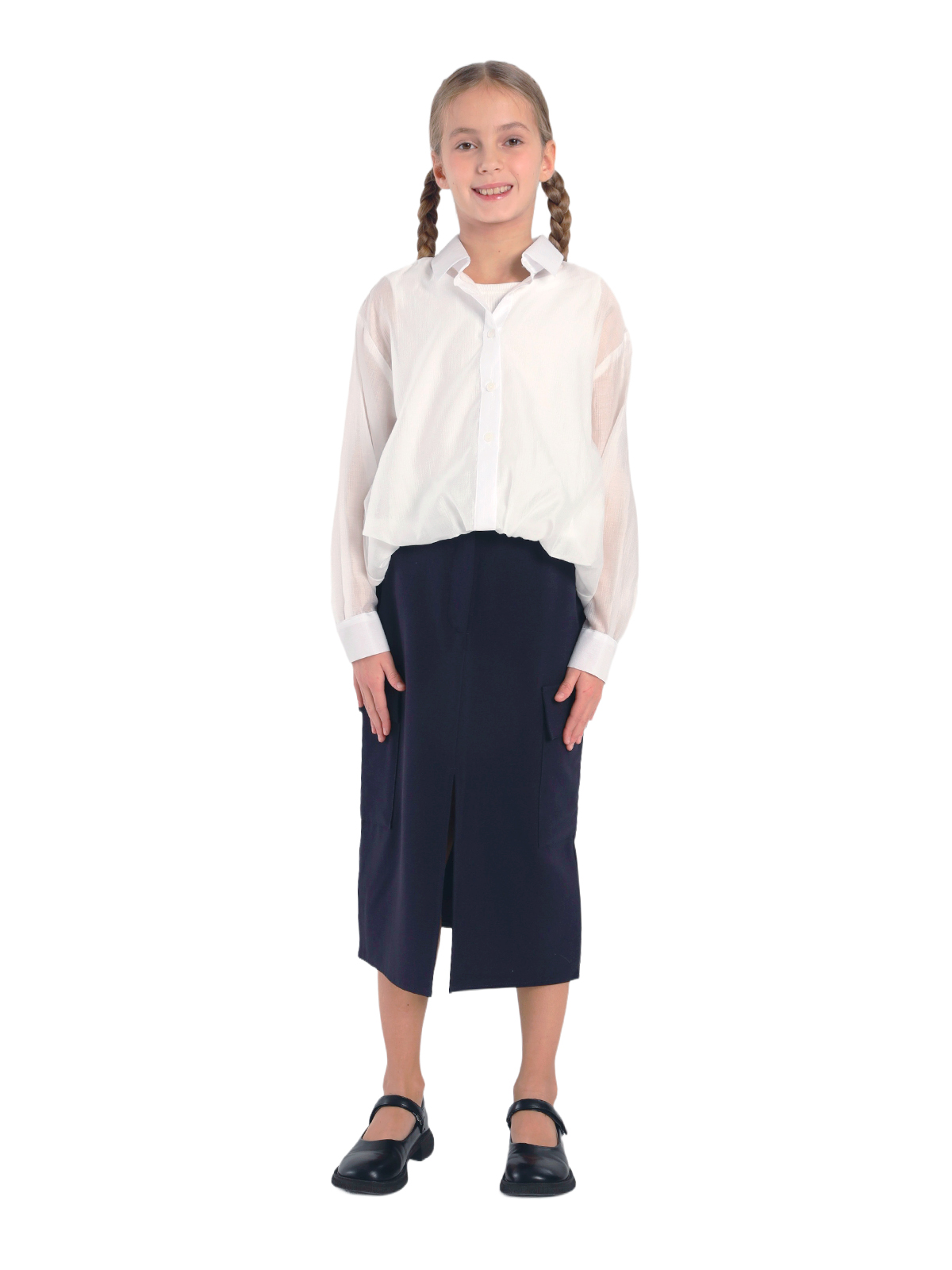 Школьная блузка для девочки О77062 | Детская одежда оптом от производителя купить в Москве и по России ★★★  Оптовый магазин детской одежды «Карамелли»