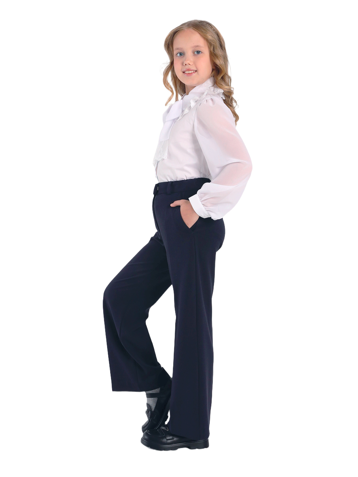 Школьная блузка для девочки О77018 | Детская одежда оптом от производителя купить в Москве и по России ★★★  Оптовый магазин детской одежды «Карамелли»