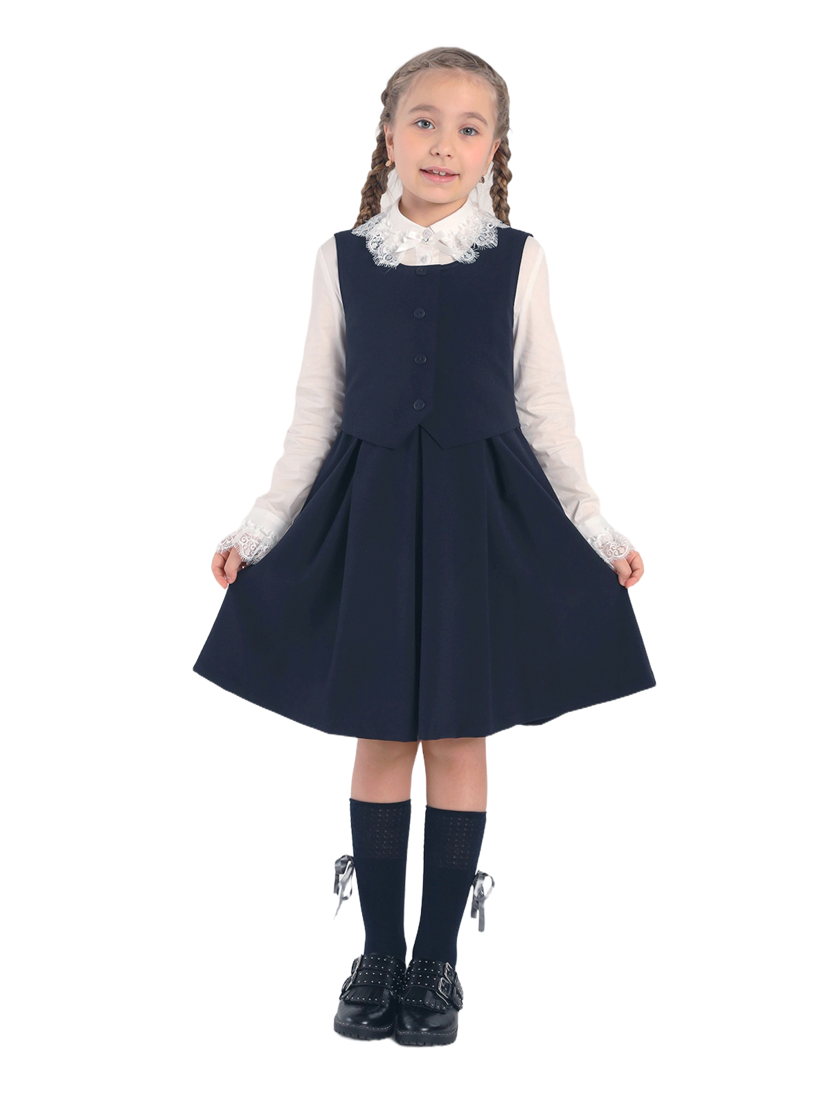 Школьный сарафан для девочки О77040 | Детская одежда оптом от производителя купить в Москве и по России ★★★  Оптовый магазин детской одежды «Карамелли»