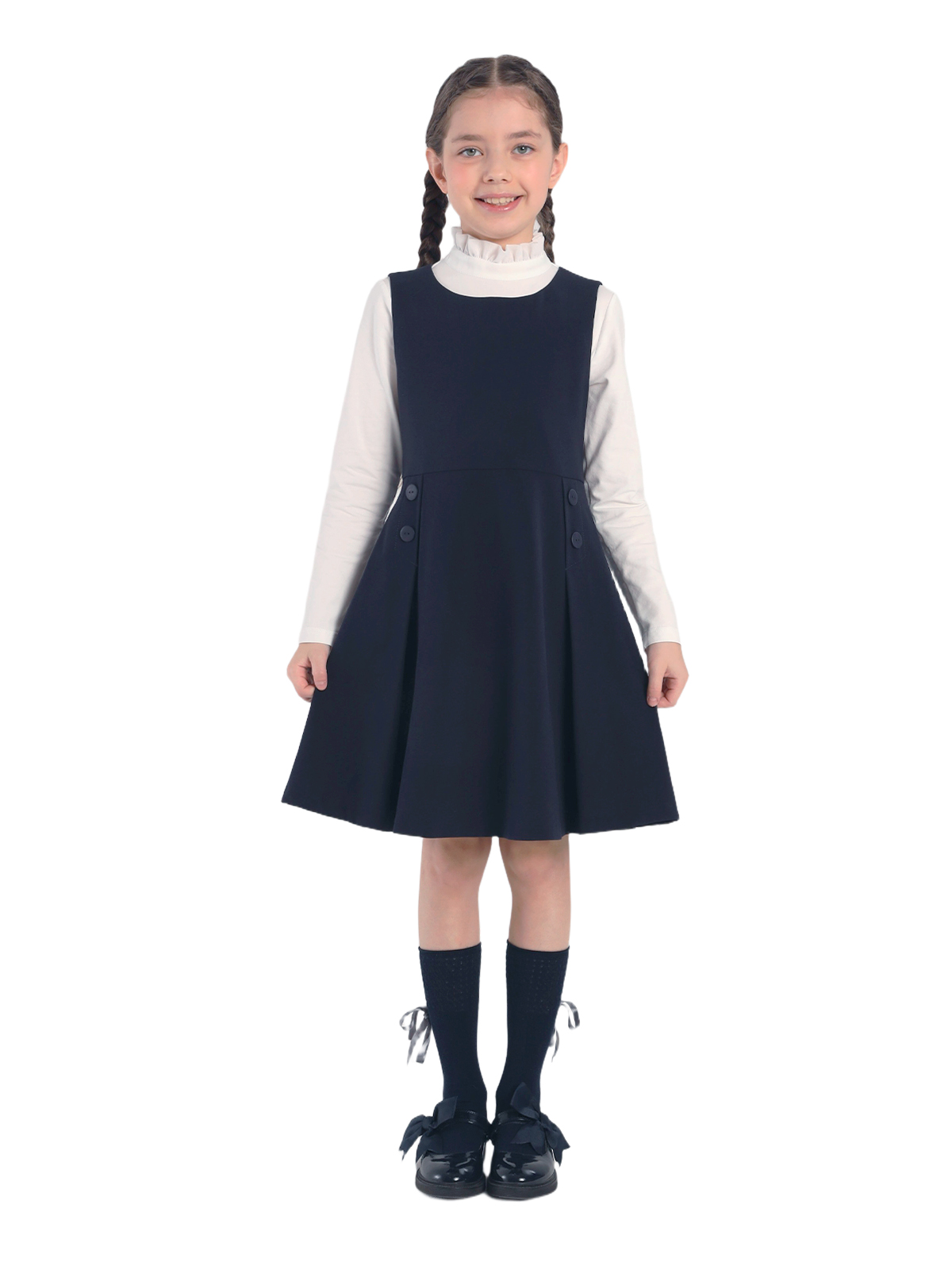 Школьный сарафан для девочки О76071 | Детская одежда оптом от производителя купить в Москве и по России ★★★  Оптовый магазин детской одежды «Карамелли»