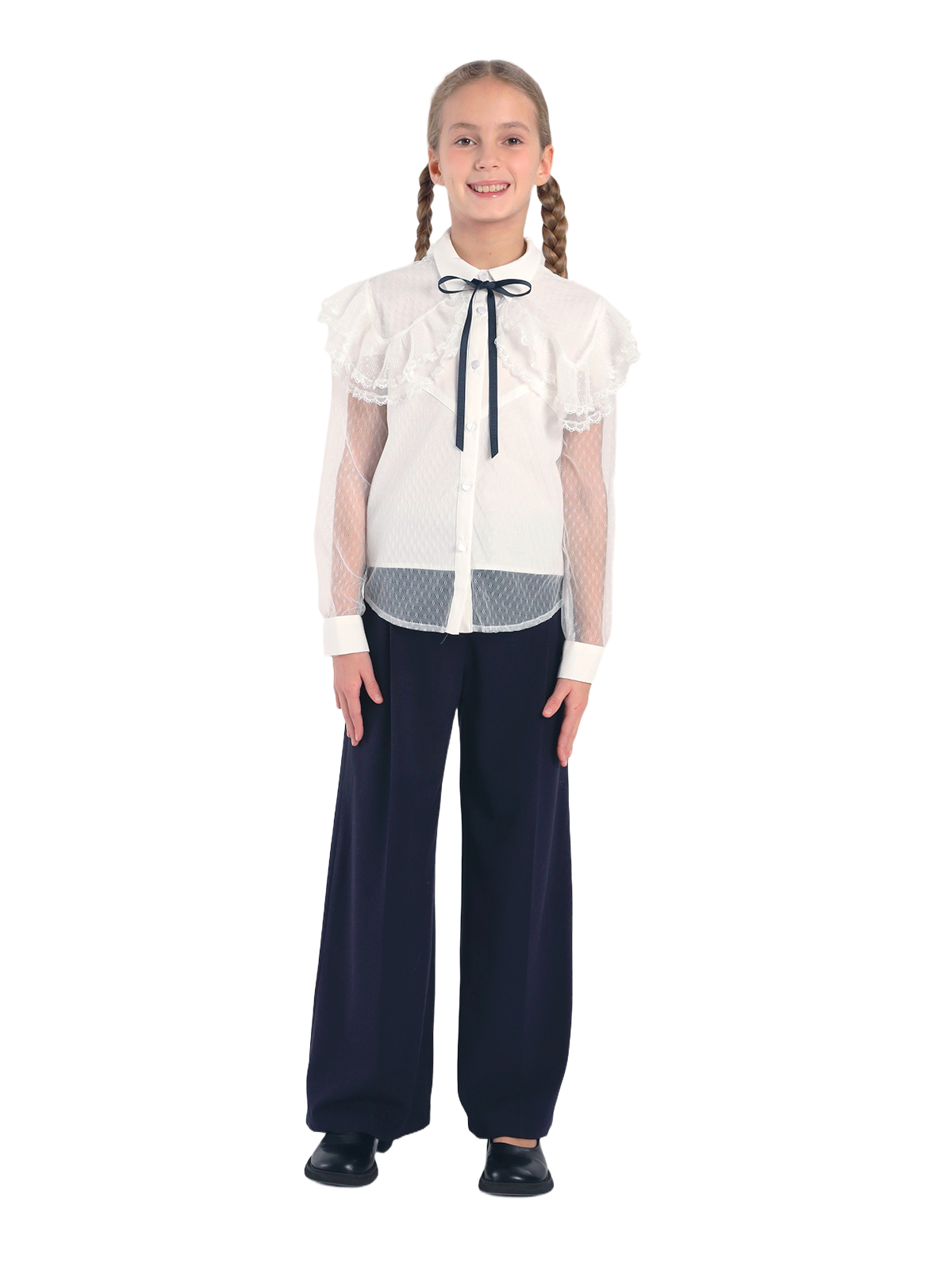 Школьная блузка для девочки О76522 | Детская одежда оптом от производителя купить в Москве и по России ★★★  Оптовый магазин детской одежды «Карамелли»