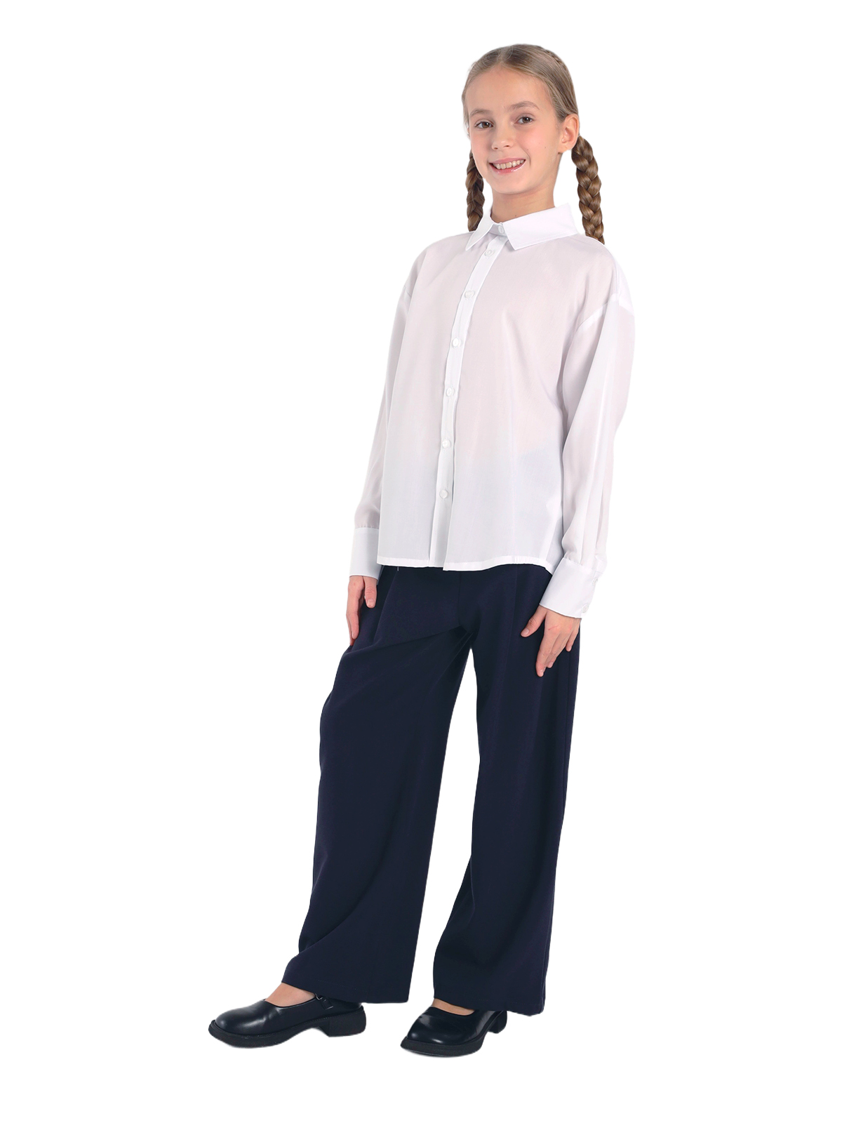 Школьная блузка для девочки О76457 | Детская одежда оптом от производителя купить в Москве и по России ★★★  Оптовый магазин детской одежды «Карамелли»