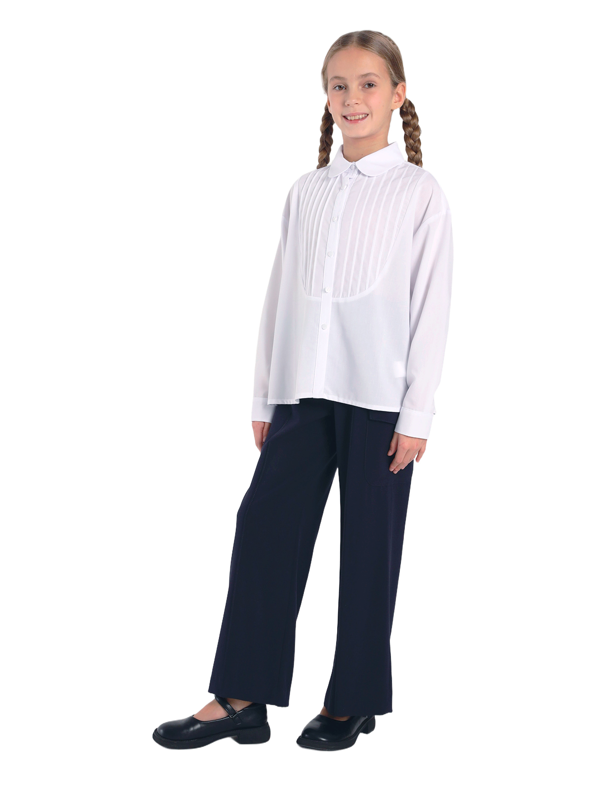 Школьная блузка для девочки О77025 | Детская одежда оптом от производителя купить в Москве и по России ★★★  Оптовый магазин детской одежды «Карамелли»