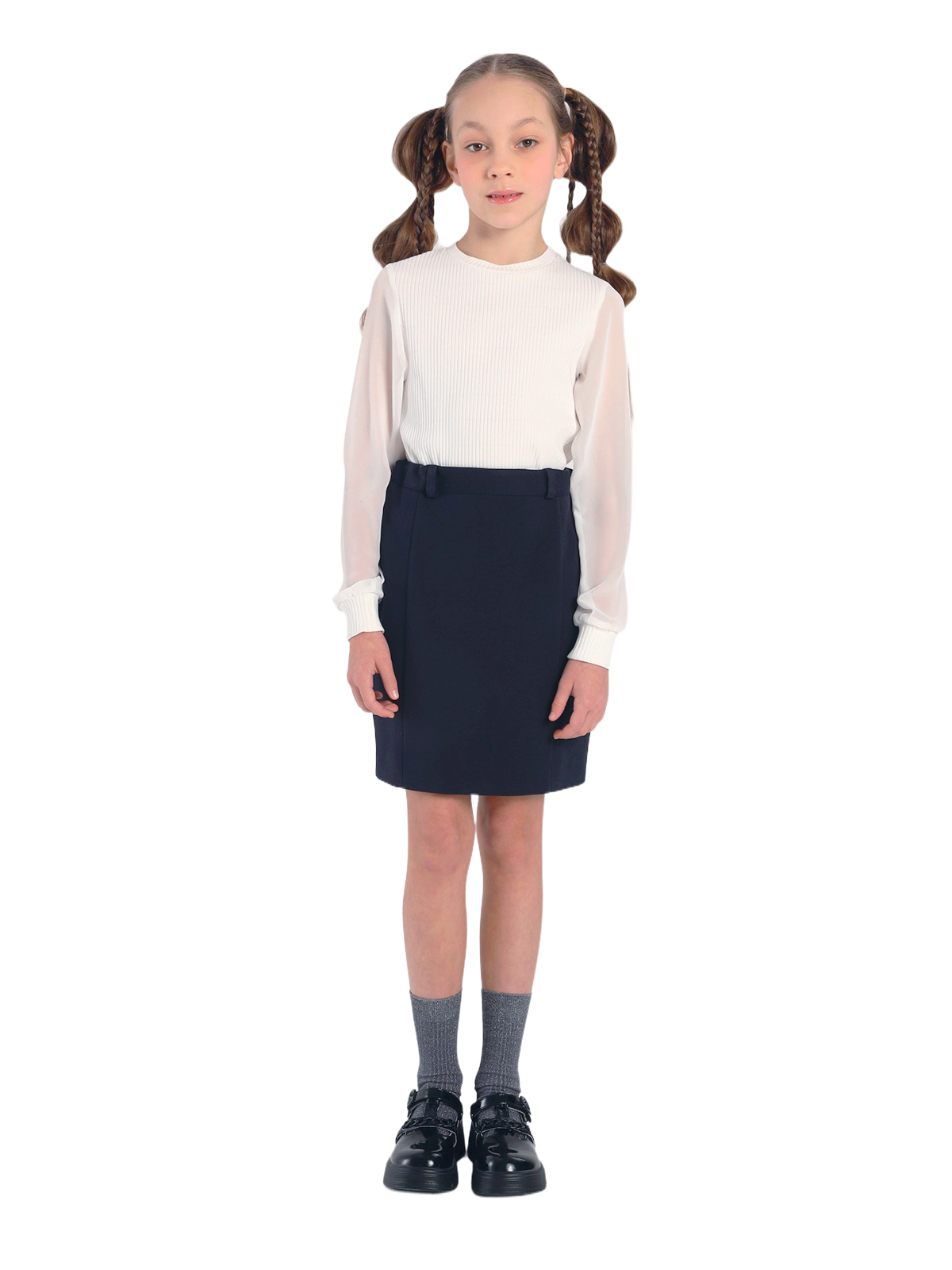 Школьная блузка для девочки О76542 | Детская одежда оптом от производителя купить в Москве и по России ★★★  Оптовый магазин детской одежды «Карамелли»