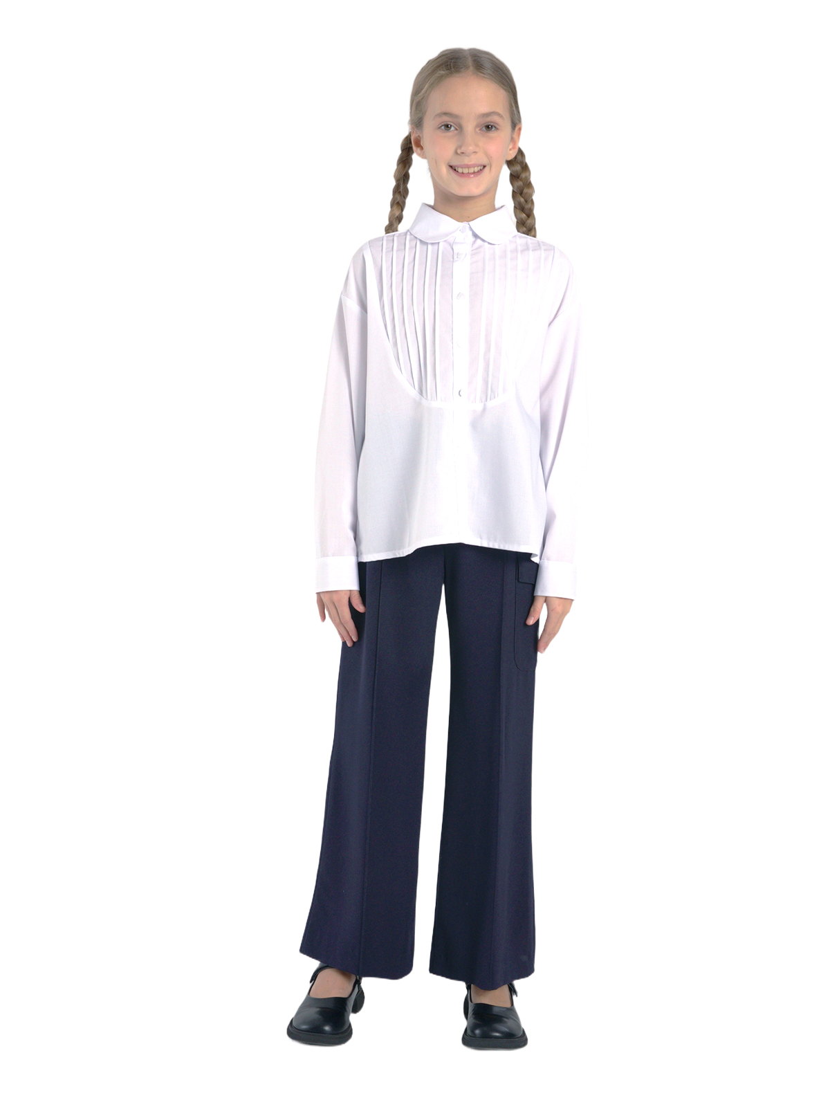 Школьная блузка для девочки О77025 | Детская одежда оптом от производителя купить в Москве и по России ★★★  Оптовый магазин детской одежды «Карамелли»