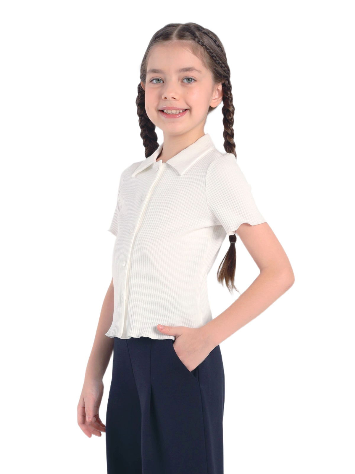 Школьная блузка для девочки О76979 | Детская одежда оптом от производителя купить в Москве и по России ★★★  Оптовый магазин детской одежды «Карамелли»