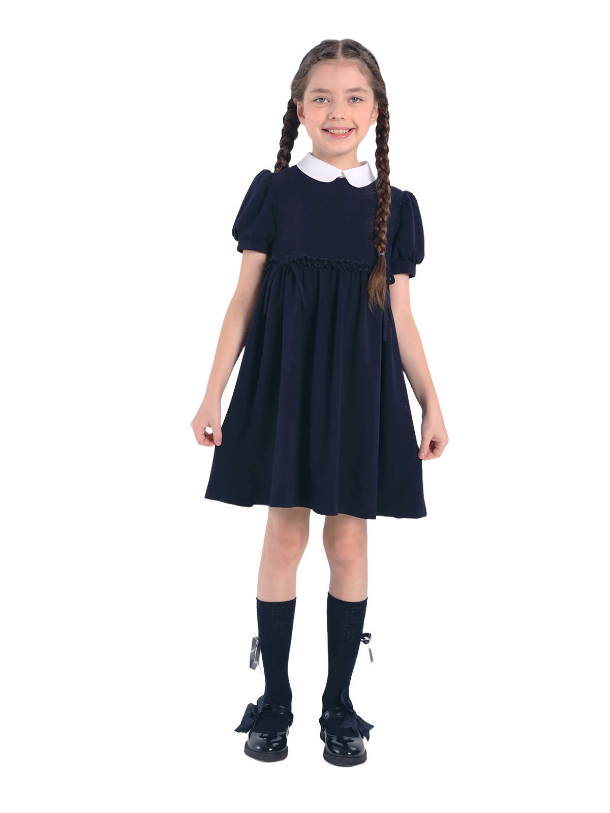 Предзаказ |  О77375 Платье дев. 134-68 синий  | Детская одежда оптом от производителя купить в Москве и по России ★★★  Оптовый магазин детской одежды «Карамелли»