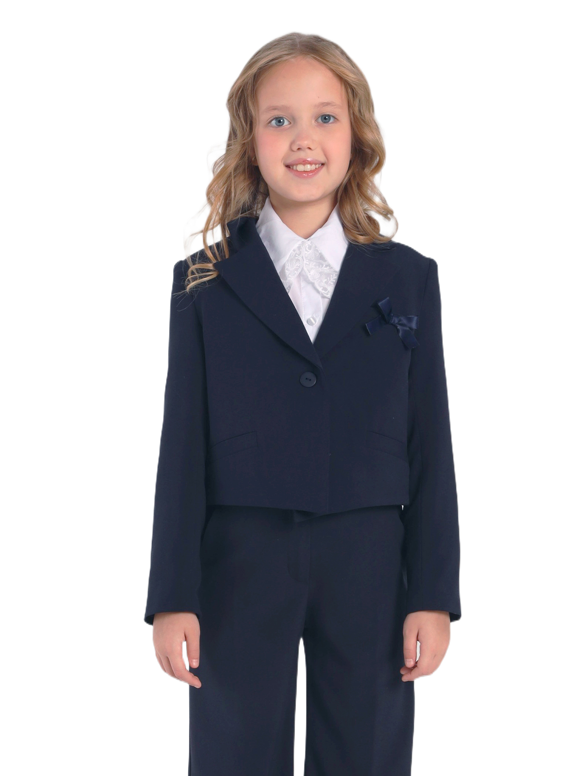 Предзаказ |  О77196 Жакет дев. 134-68 синий  | Детская одежда оптом от производителя купить в Москве и по России ★★★  Оптовый магазин детской одежды «Карамелли»