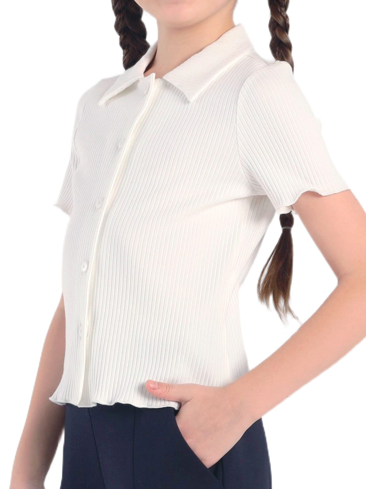 Школьная блузка для девочки О76979 | Детская одежда оптом от производителя купить в Москве и по России ★★★  Оптовый магазин детской одежды «Карамелли»