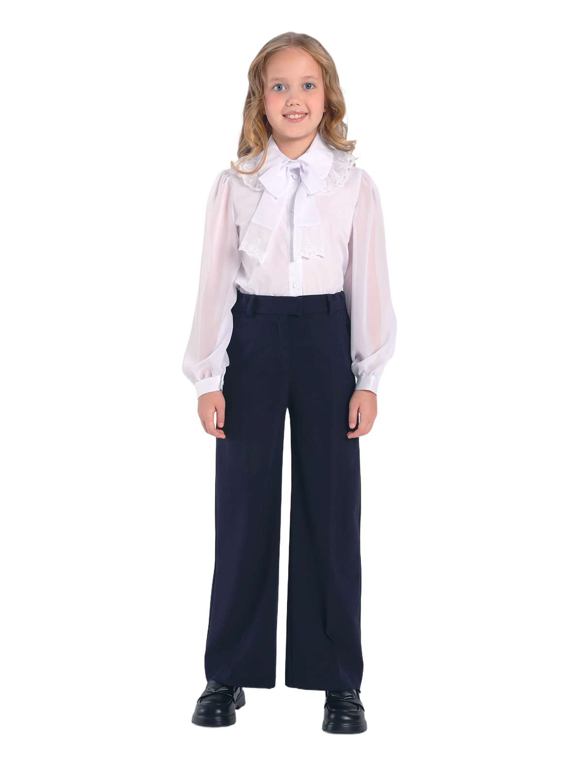 Школьная блузка для девочки О77018 | Детская одежда оптом от производителя купить в Москве и по России ★★★  Оптовый магазин детской одежды «Карамелли»