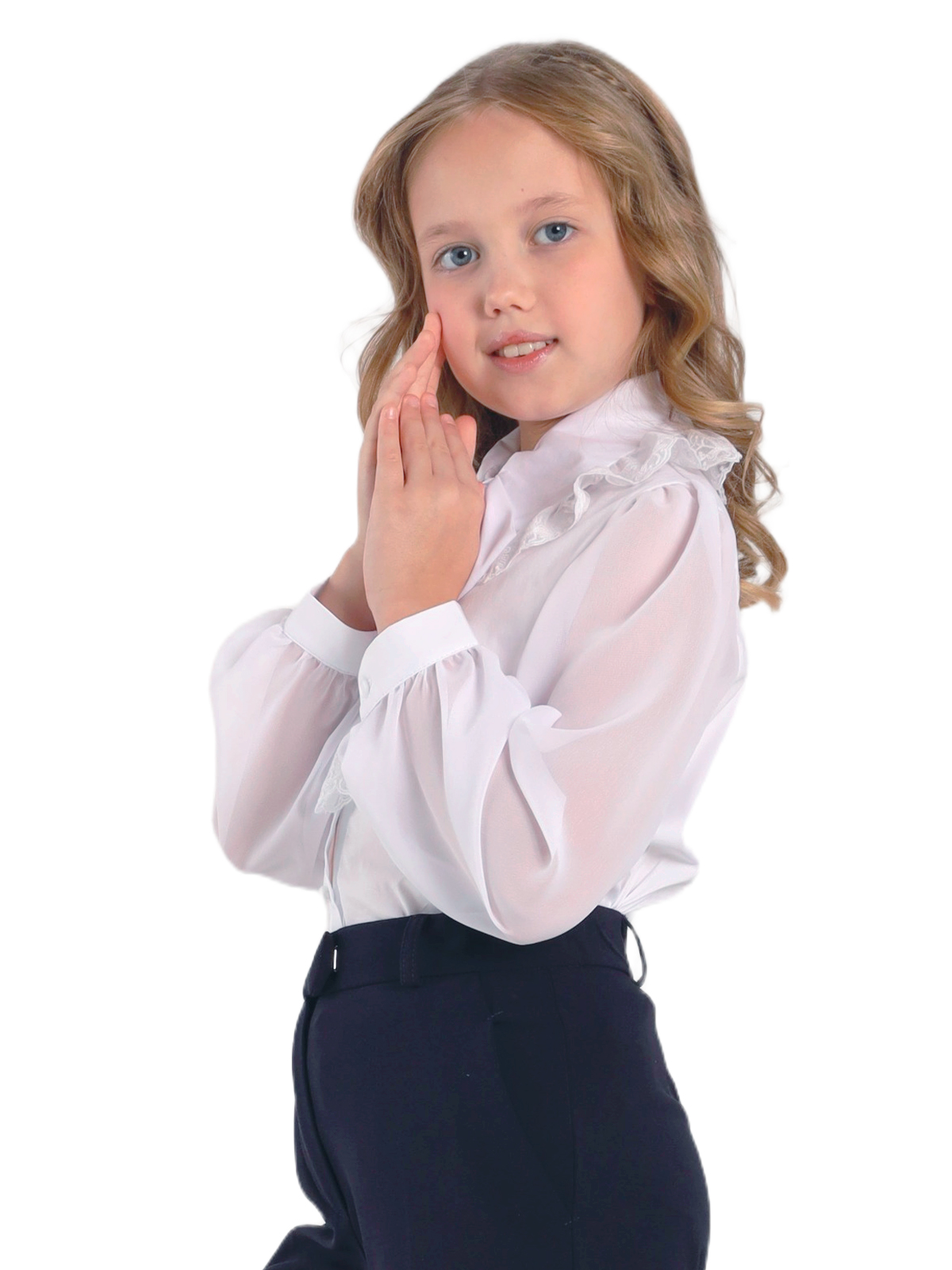 Школьная блузка для девочки О77018 | Детская одежда оптом от производителя купить в Москве и по России ★★★  Оптовый магазин детской одежды «Карамелли»