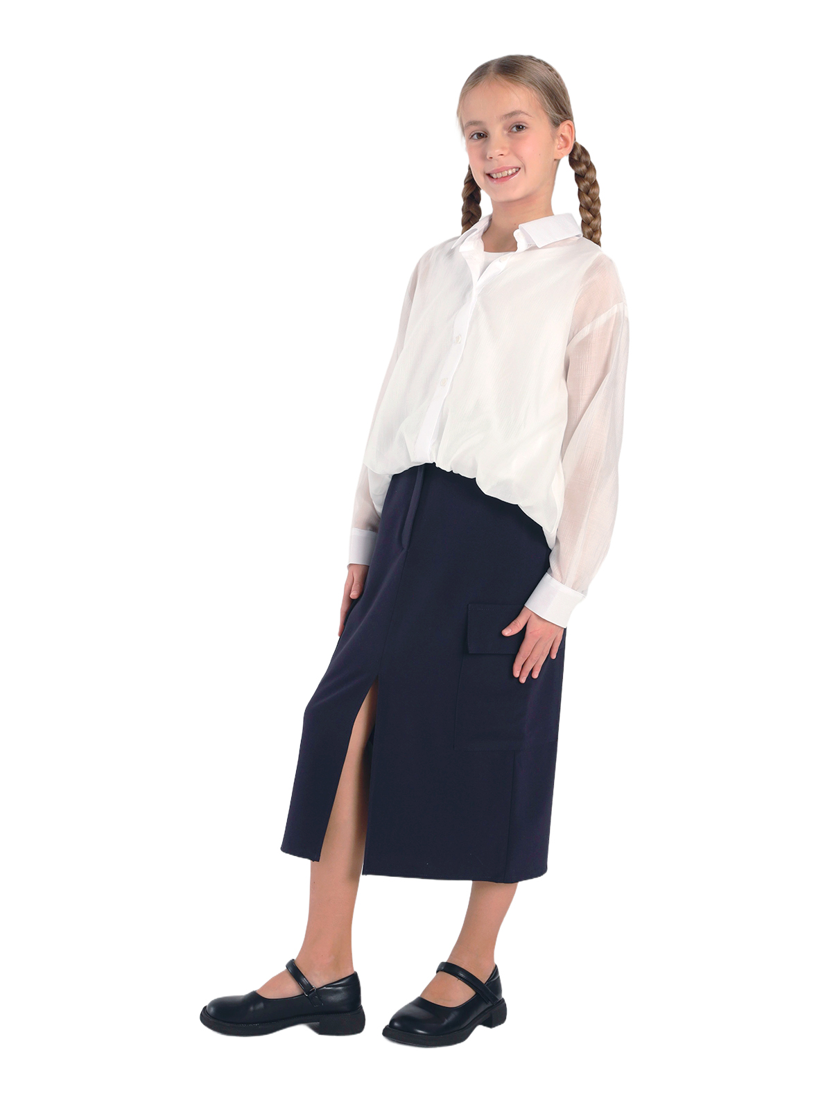 Школьная блузка для девочки О77062 | Детская одежда оптом от производителя купить в Москве и по России ★★★  Оптовый магазин детской одежды «Карамелли»