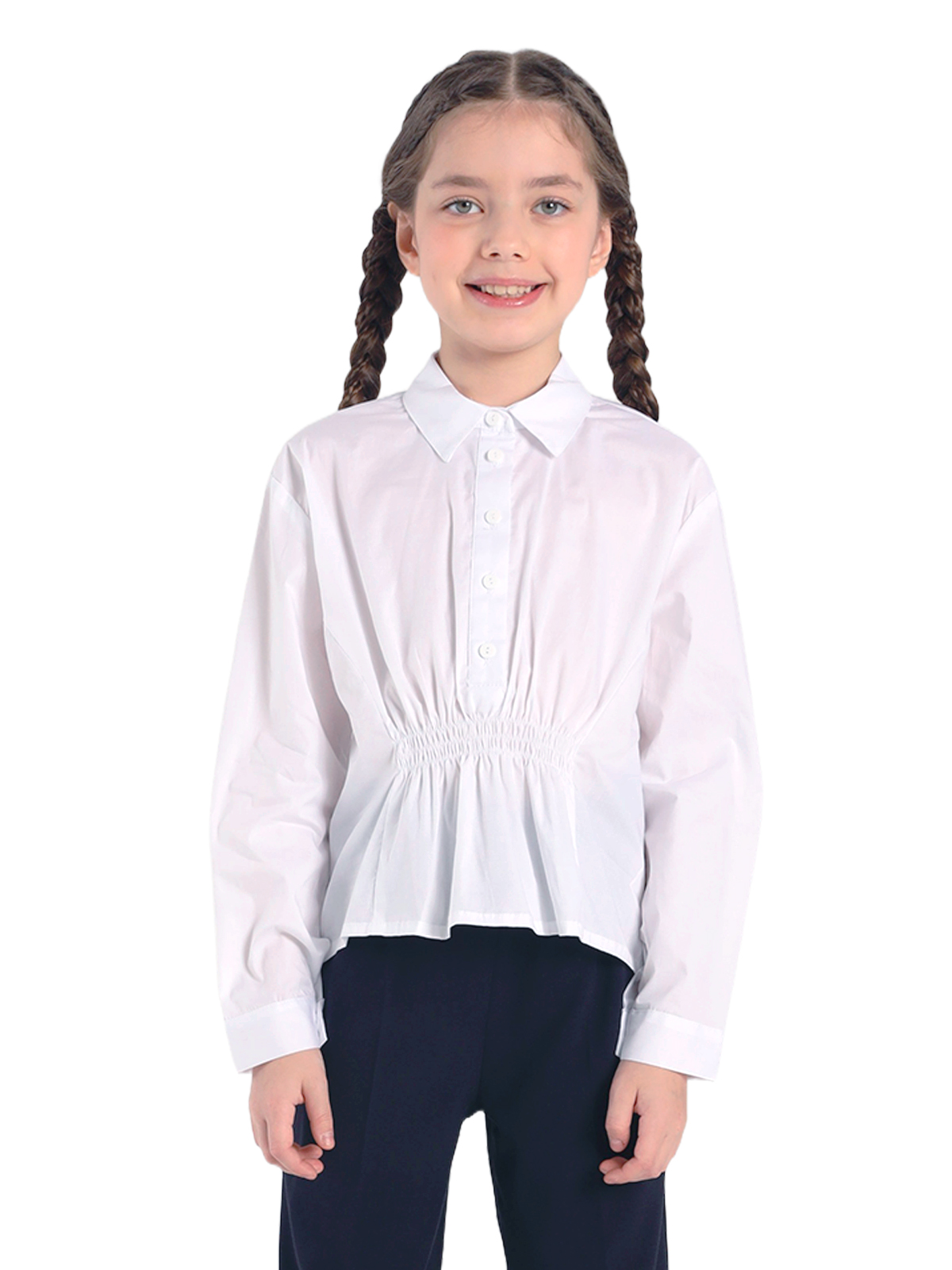 Школьная блузка для девочки О76983 | Детская одежда оптом от производителя купить в Москве и по России ★★★  Оптовый магазин детской одежды «Карамелли»
