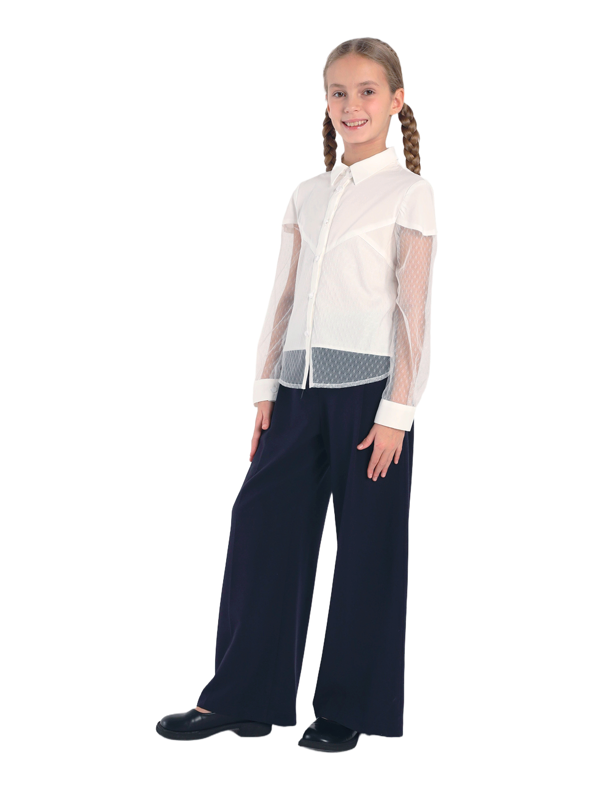 Школьная блузка для девочки О76522 | Детская одежда оптом от производителя купить в Москве и по России ★★★  Оптовый магазин детской одежды «Карамелли»