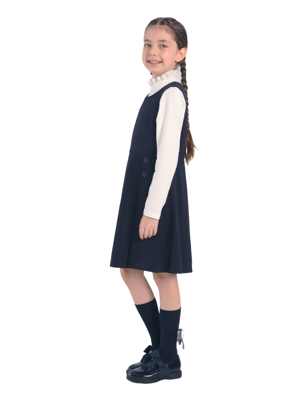 Школьный сарафан для девочки О76071 | Детская одежда оптом от производителя купить в Москве и по России ★★★  Оптовый магазин детской одежды «Карамелли»