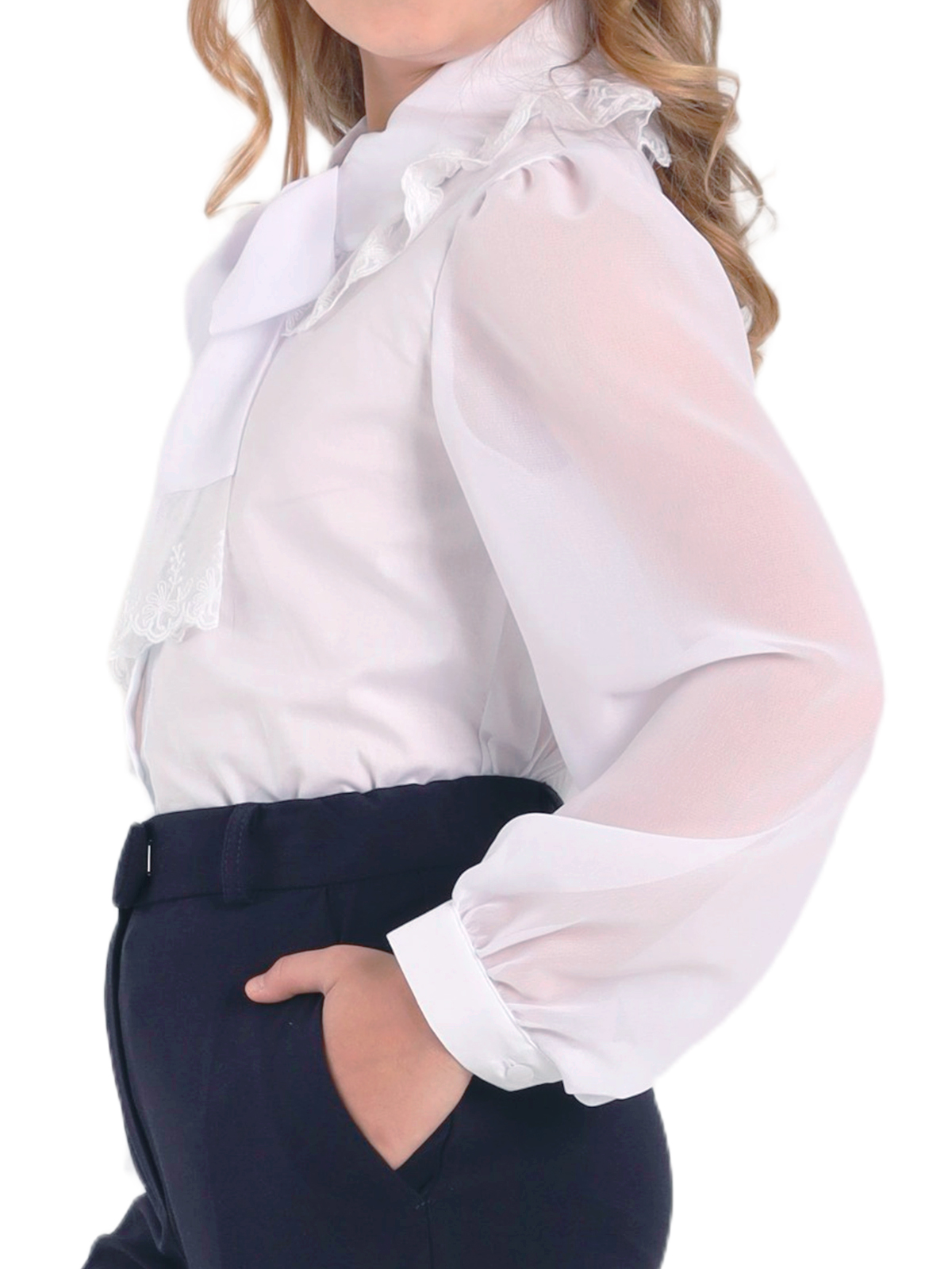 Школьная блузка для девочки О77018 | Детская одежда оптом от производителя купить в Москве и по России ★★★  Оптовый магазин детской одежды «Карамелли»