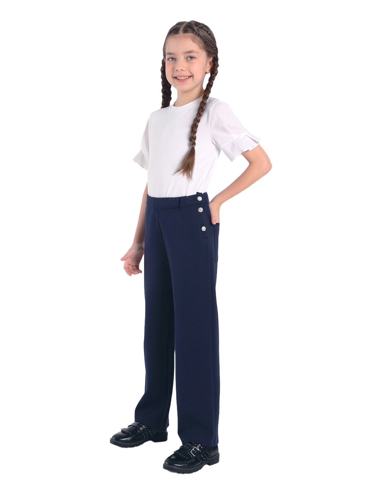 Школьные брюки для девочки О77046 | Детская одежда оптом от производителя купить в Москве и по России ★★★  Оптовый магазин детской одежды «Карамелли»