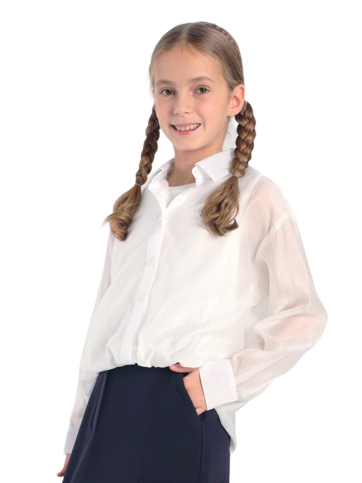 Школьная блузка для девочки О77062 | Детская одежда оптом от производителя купить в Москве и по России ★★★  Оптовый магазин детской одежды «Карамелли»