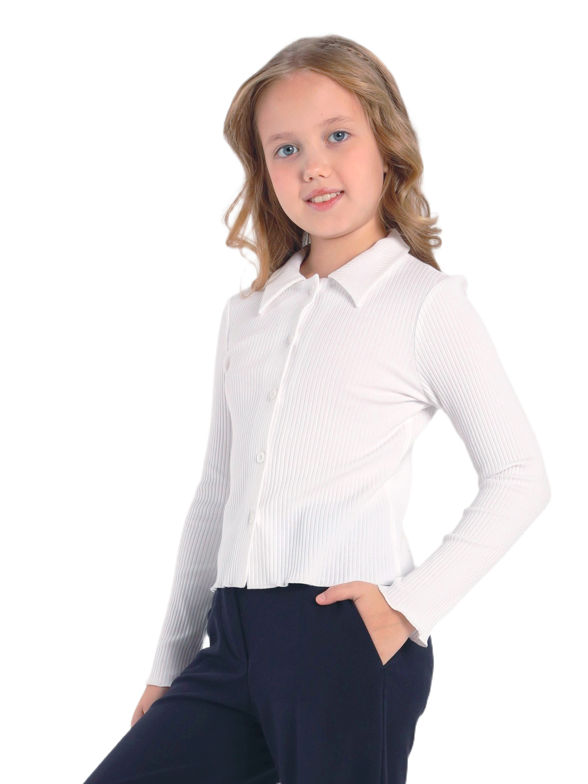 Школьная блузка для девочки О77024 | Детская одежда оптом от производителя купить в Москве и по России ★★★  Оптовый магазин детской одежды «Карамелли»