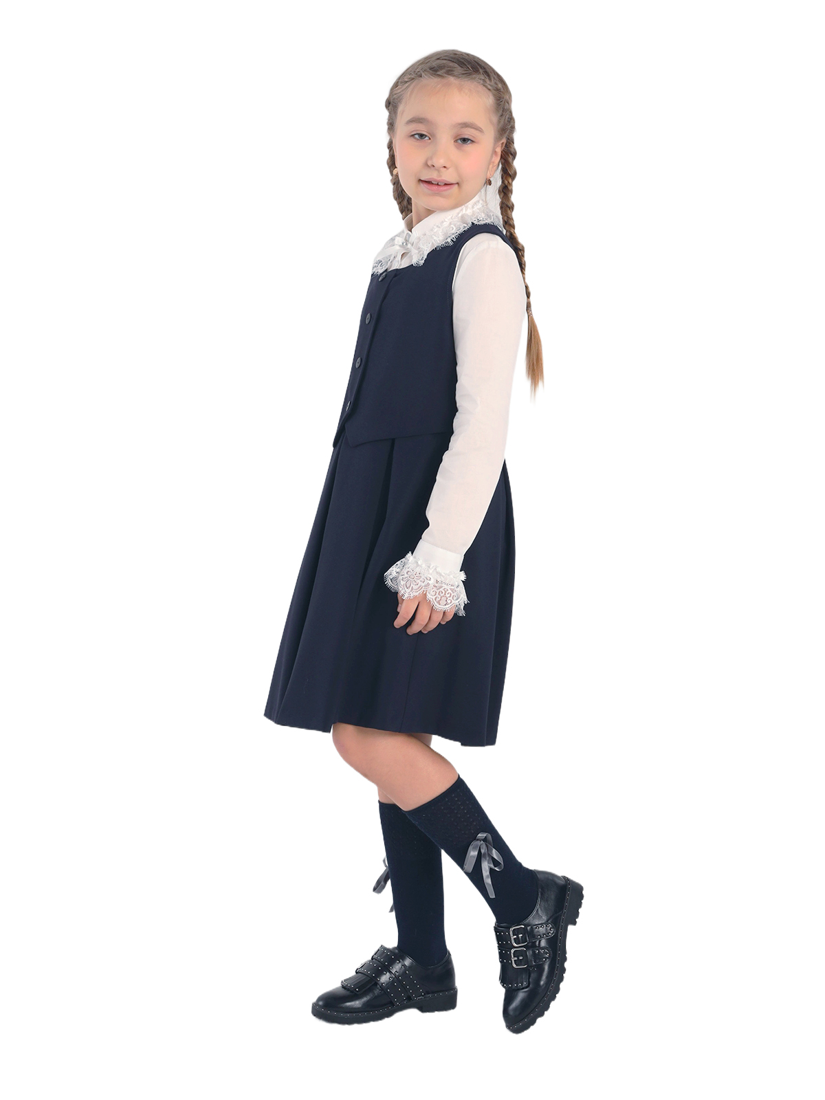 Школьный сарафан для девочки О77040 | Детская одежда оптом от производителя купить в Москве и по России ★★★  Оптовый магазин детской одежды «Карамелли»