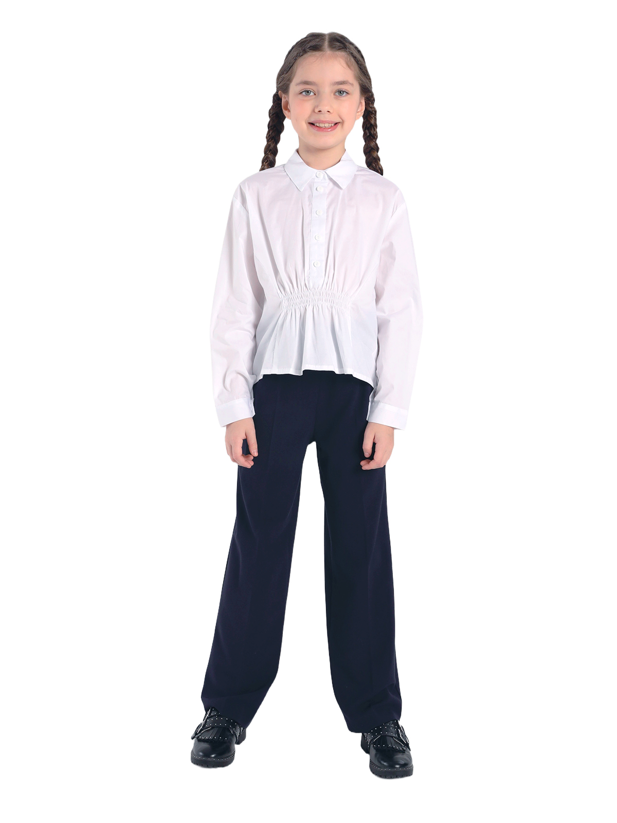 Школьная блузка для девочки О76983 | Детская одежда оптом от производителя купить в Москве и по России ★★★  Оптовый магазин детской одежды «Карамелли»