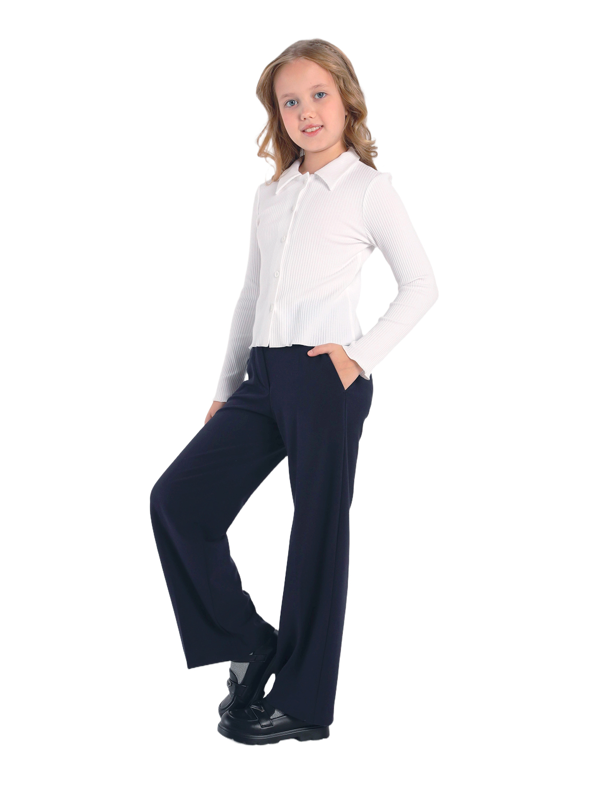 Школьная блузка для девочки О77024 | Детская одежда оптом от производителя купить в Москве и по России ★★★  Оптовый магазин детской одежды «Карамелли»