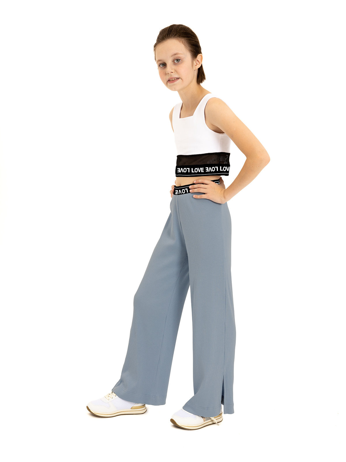 Брюки для девочки О55971 | Детская одежда оптом от производителя купить в Москве и по России ★★★  Оптовый магазин детской одежды «Карамелли»