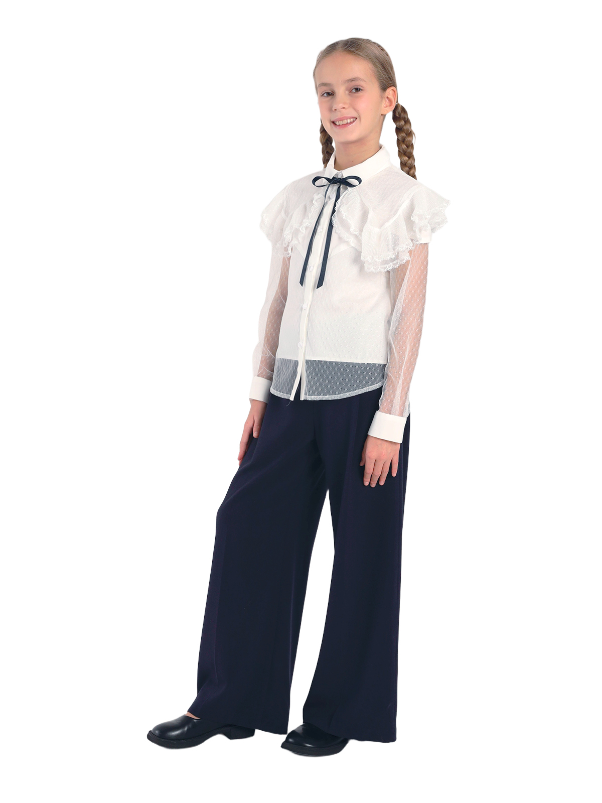 Школьная блузка для девочки О76522 | Детская одежда оптом от производителя купить в Москве и по России ★★★  Оптовый магазин детской одежды «Карамелли»