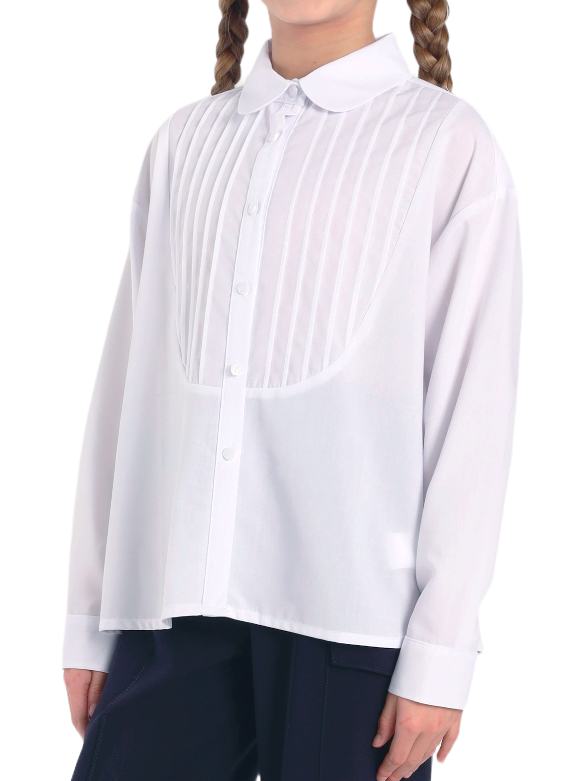 Школьная блузка для девочки О77025 | Детская одежда оптом от производителя купить в Москве и по России ★★★  Оптовый магазин детской одежды «Карамелли»