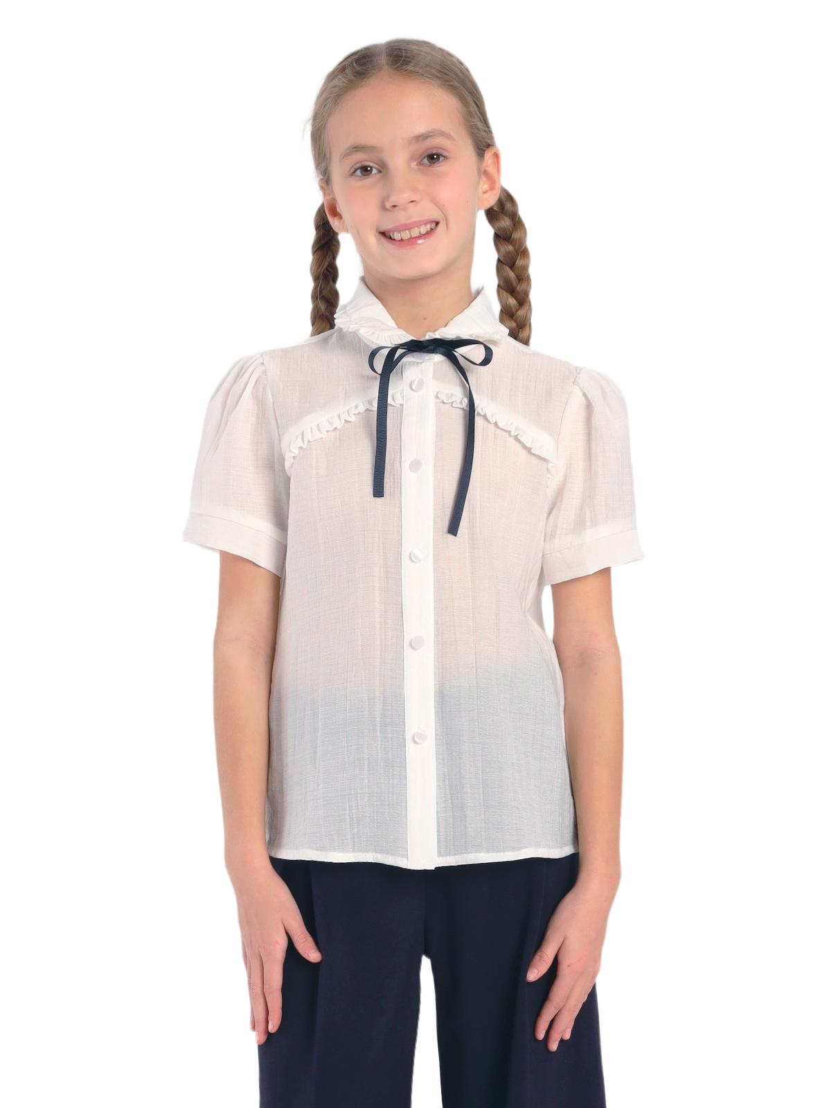 Школьная блузка для девочки О76992 | Детская одежда оптом от производителя купить в Москве и по России ★★★  Оптовый магазин детской одежды «Карамелли»