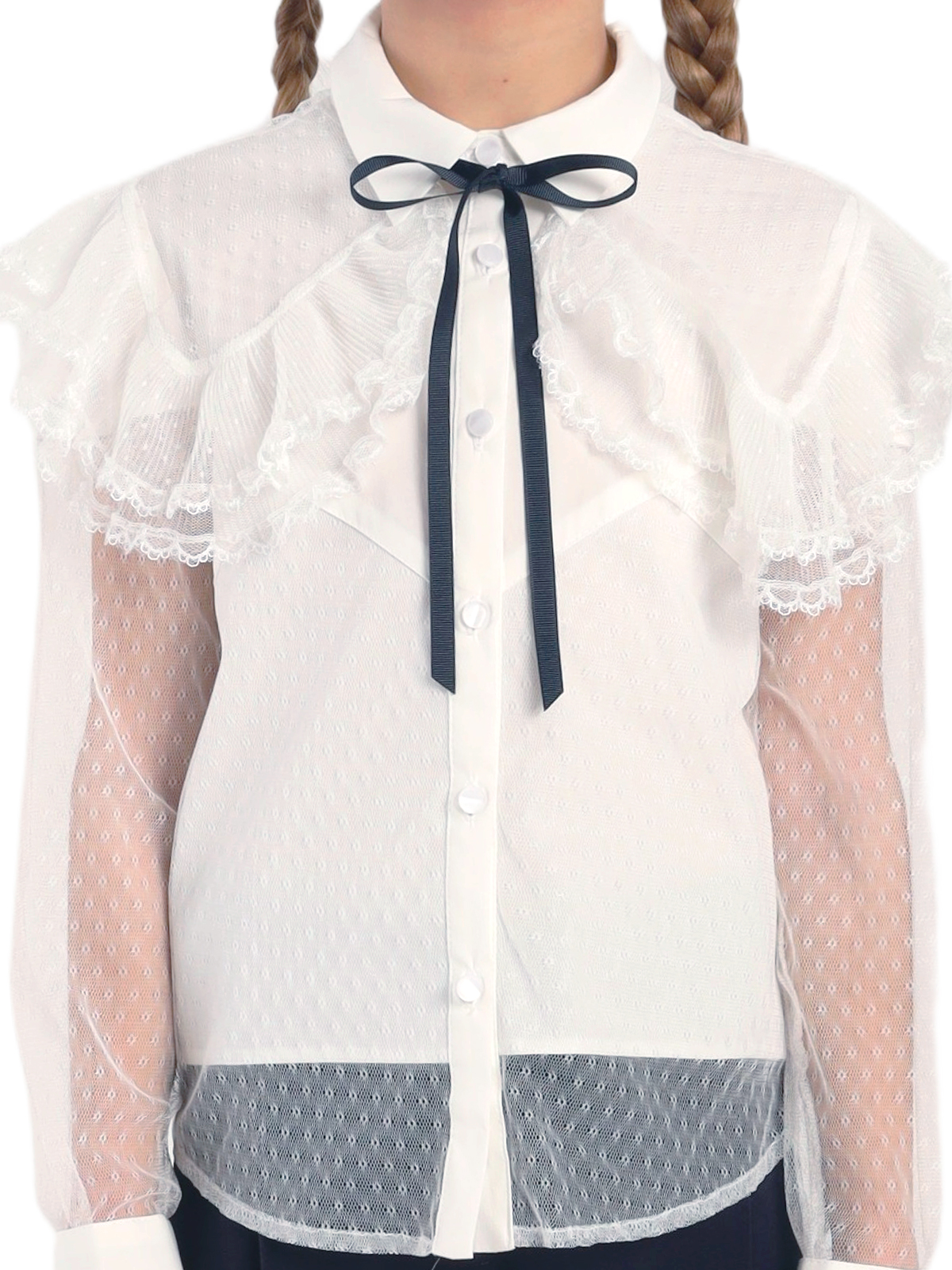 Школьная блузка для девочки О76522 | Детская одежда оптом от производителя купить в Москве и по России ★★★  Оптовый магазин детской одежды «Карамелли»