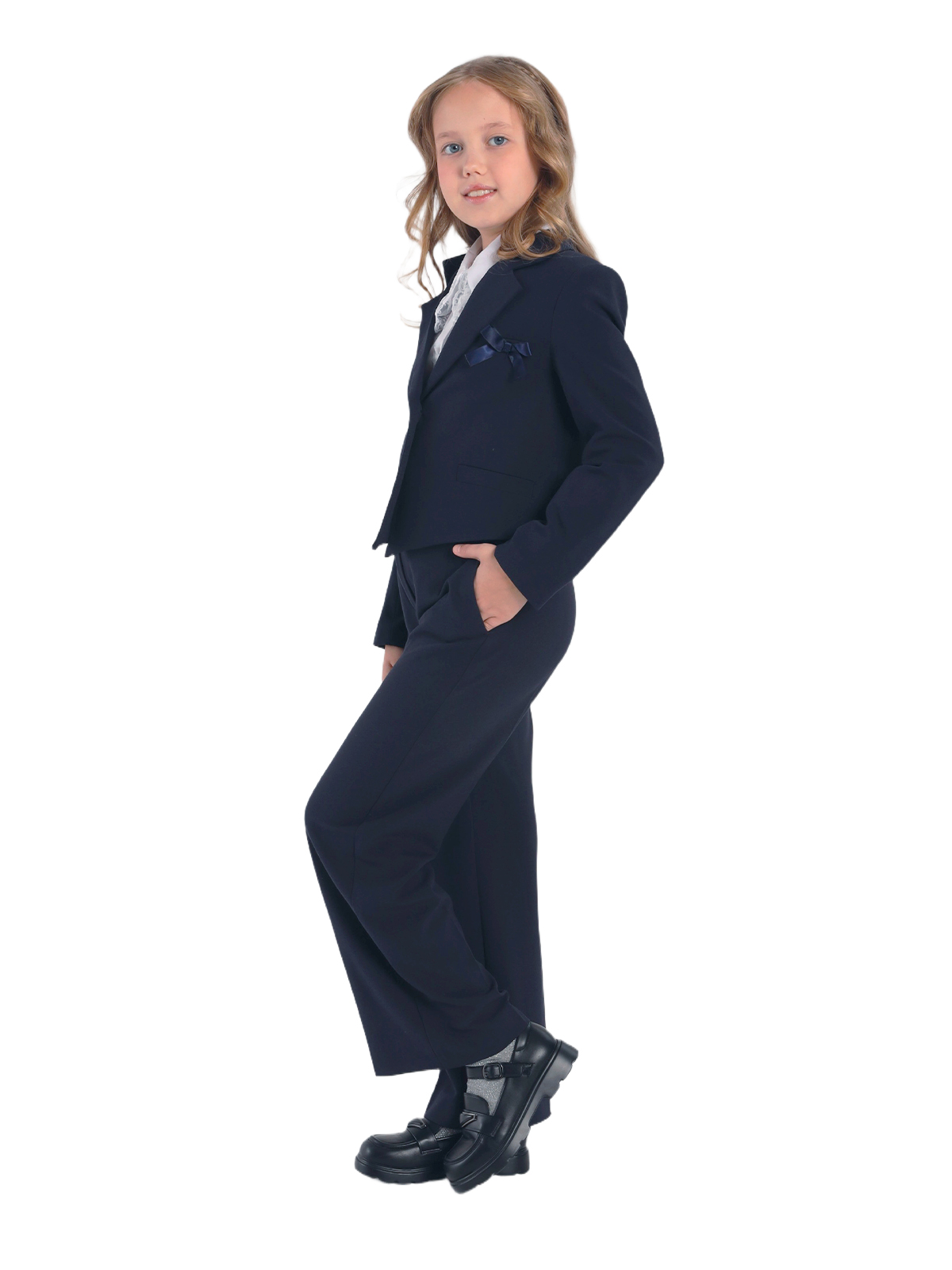 Предзаказ |  О77196 Жакет дев. 134-68 синий  | Детская одежда оптом от производителя купить в Москве и по России ★★★  Оптовый магазин детской одежды «Карамелли»