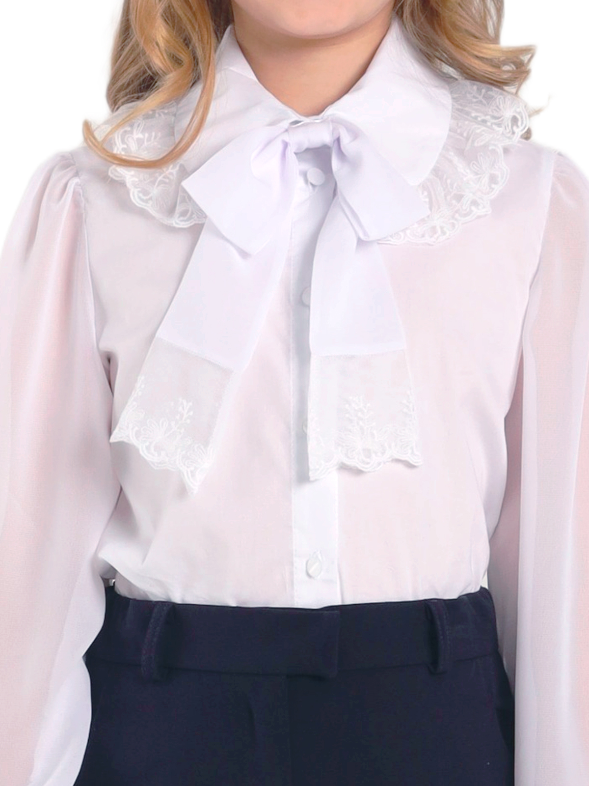 Школьная блузка для девочки О77018 | Детская одежда оптом от производителя купить в Москве и по России ★★★  Оптовый магазин детской одежды «Карамелли»