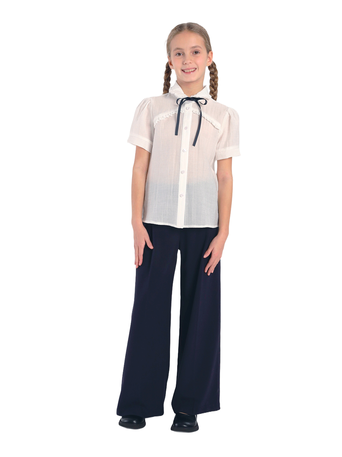 Школьная блузка для девочки О76992 | Детская одежда оптом от производителя купить в Москве и по России ★★★  Оптовый магазин детской одежды «Карамелли»
