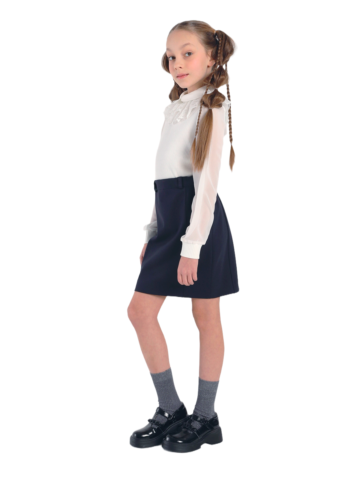 Школьная блузка для девочки О76542 | Детская одежда оптом от производителя купить в Москве и по России ★★★  Оптовый магазин детской одежды «Карамелли»