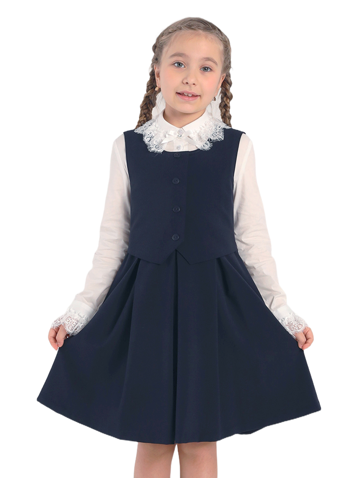 Школьный сарафан для девочки О77040 | Детская одежда оптом от производителя купить в Москве и по России ★★★  Оптовый магазин детской одежды «Карамелли»