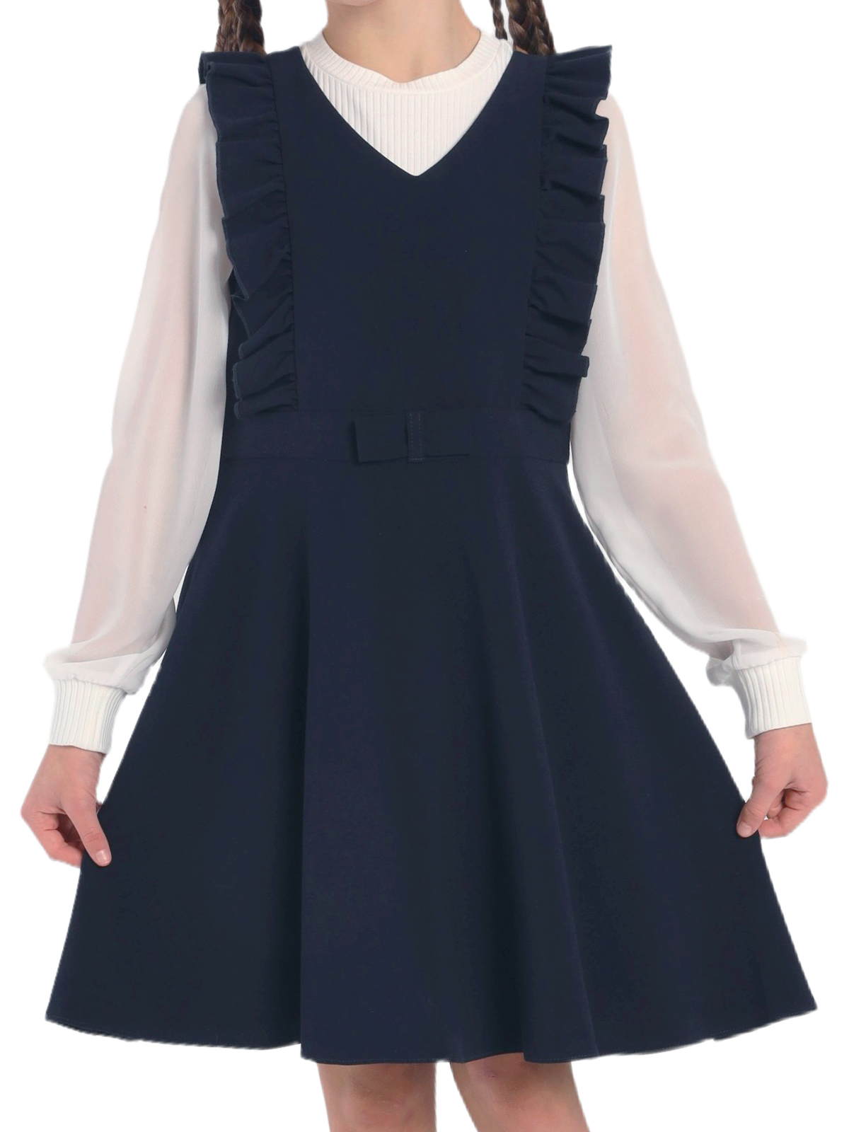 Школьный сарафан для девочки О77038 | Детская одежда оптом от производителя купить в Москве и по России ★★★  Оптовый магазин детской одежды «Карамелли»