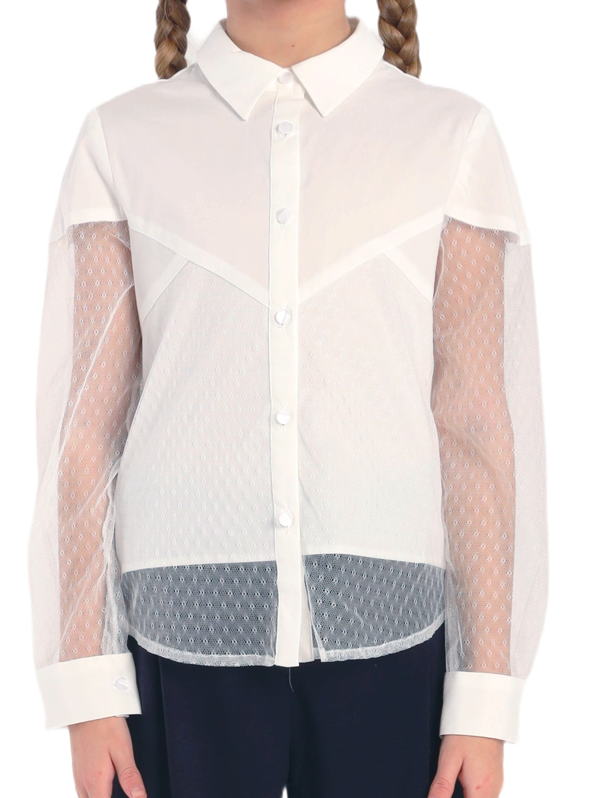 Школьная блузка для девочки О76522 | Детская одежда оптом от производителя купить в Москве и по России ★★★  Оптовый магазин детской одежды «Карамелли»