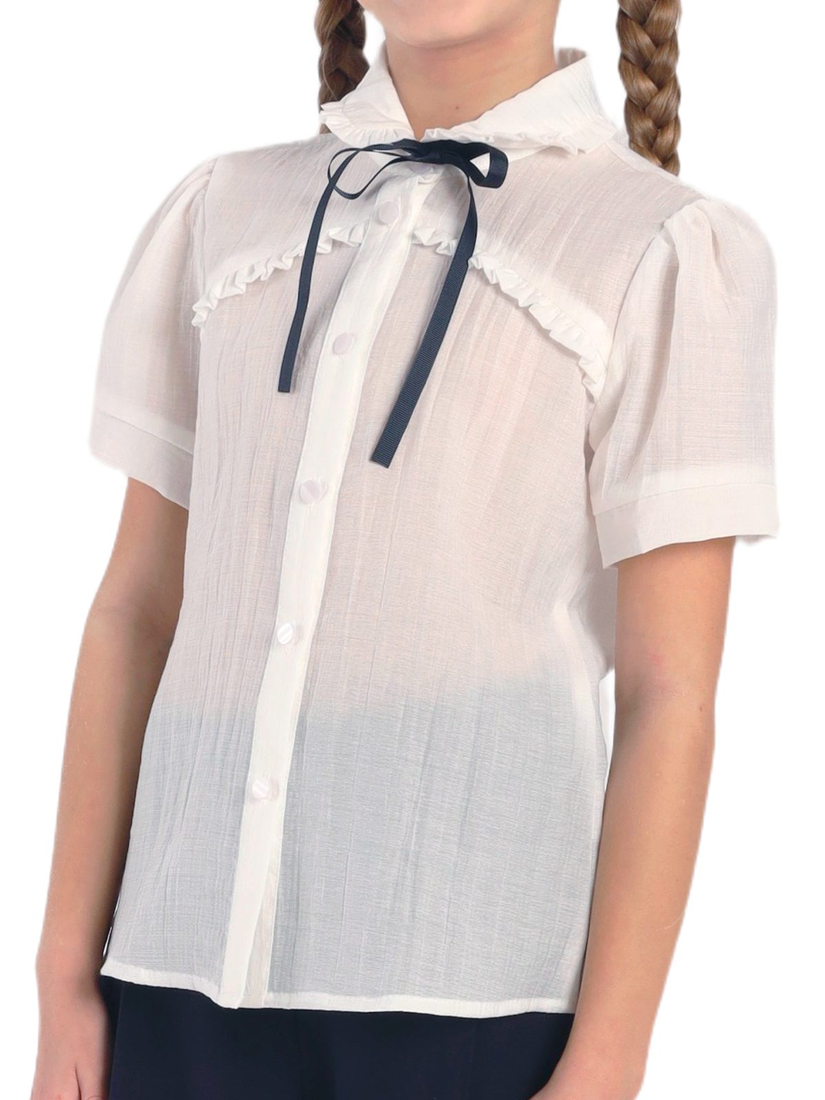 Школьная блузка для девочки О76992 | Детская одежда оптом от производителя купить в Москве и по России ★★★  Оптовый магазин детской одежды «Карамелли»