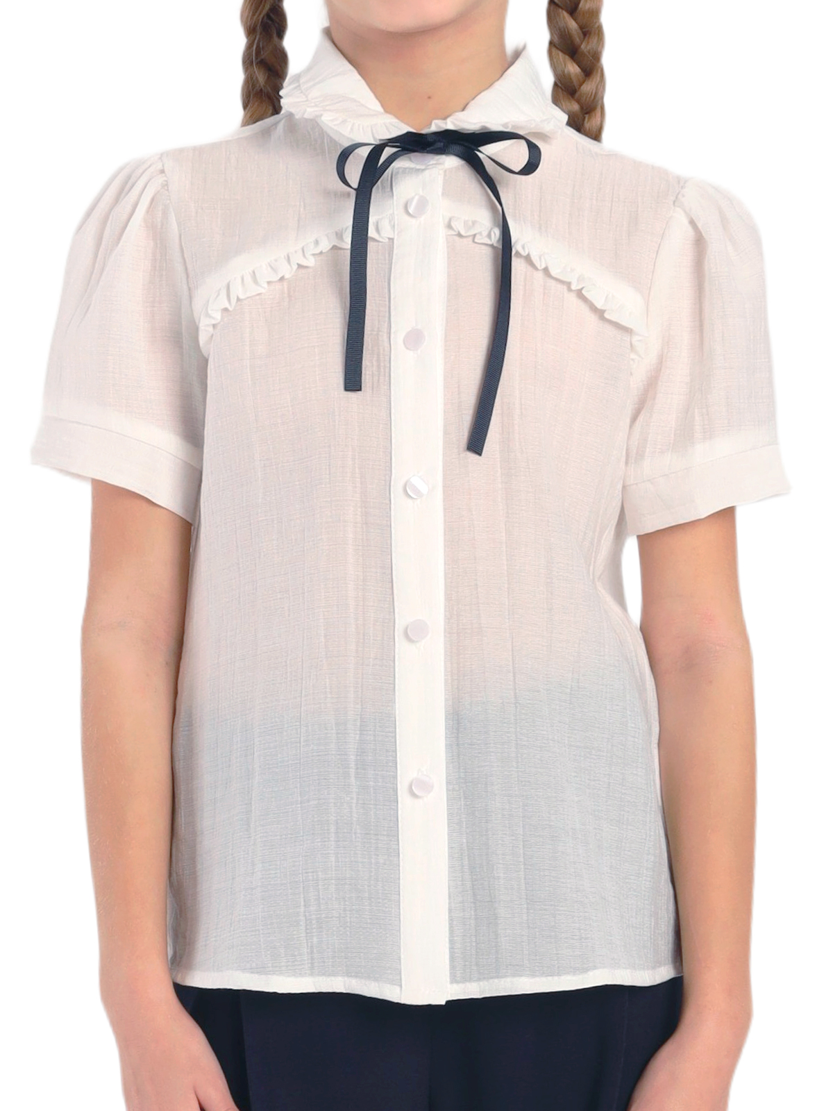 Школьная блузка для девочки О76992 | Детская одежда оптом от производителя купить в Москве и по России ★★★  Оптовый магазин детской одежды «Карамелли»